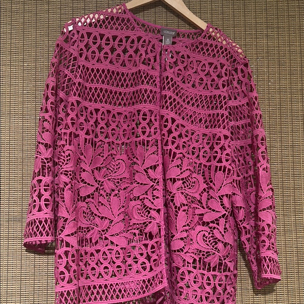 Chico's Pink Lace Open-Front Top